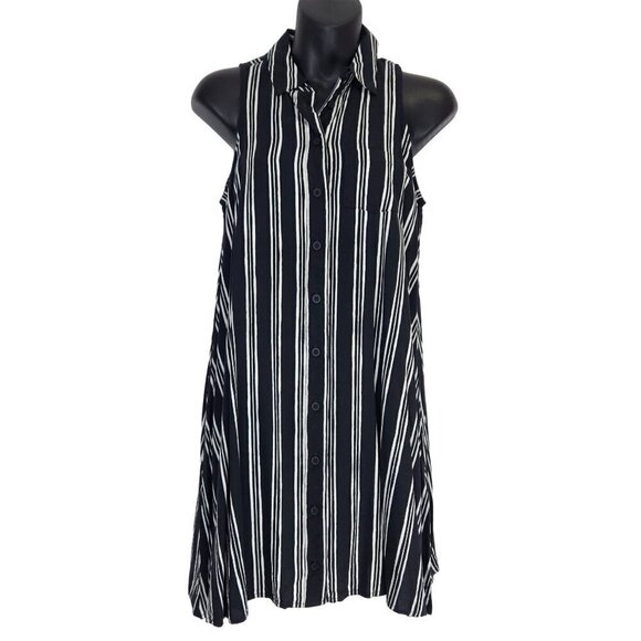 Banana Republic Factory Dresses & Skirts - Banana Republic Factory Shirt Dress XS Striped Sleeveless Tunic A Line Black